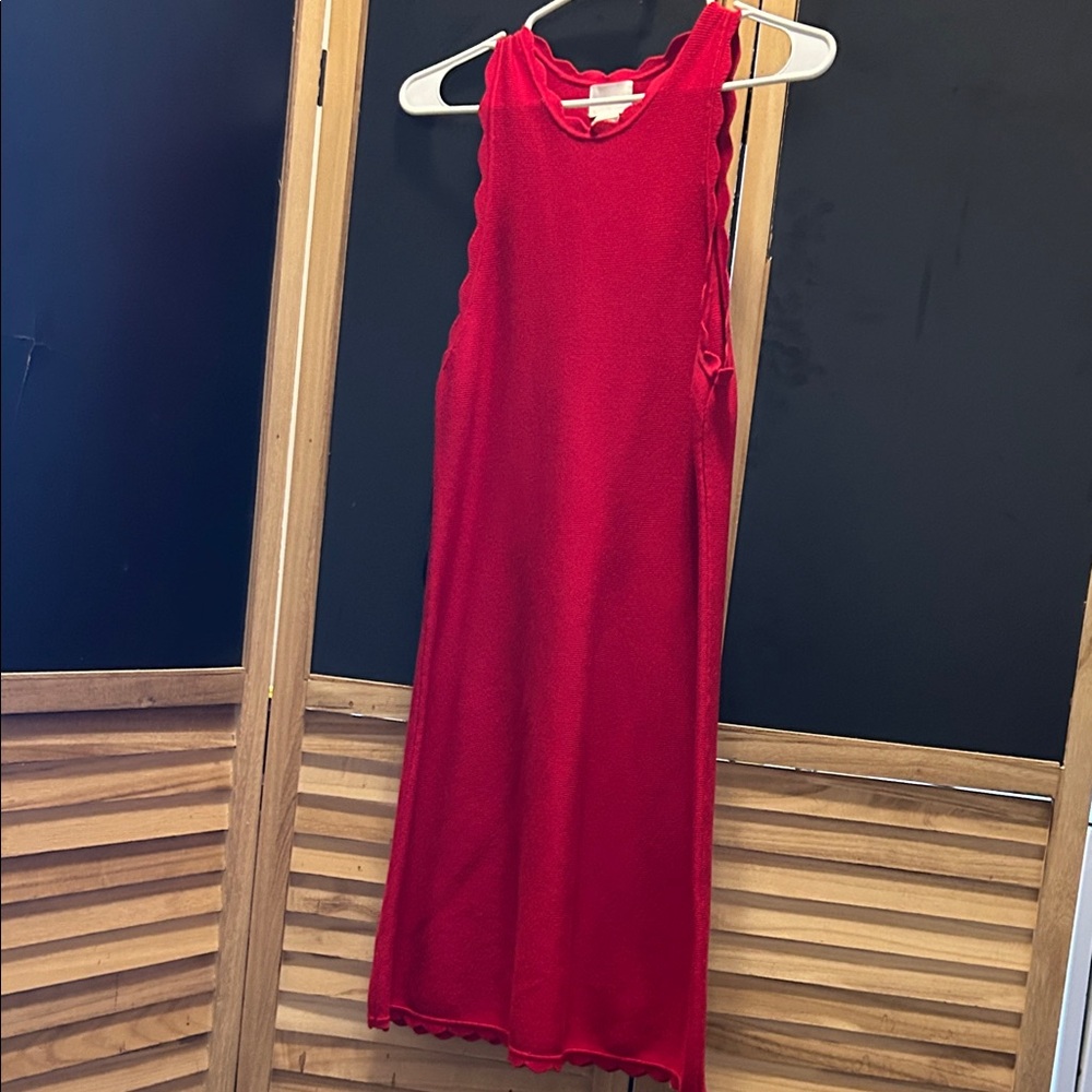 H&M Vibrant Red Scalloped Dress